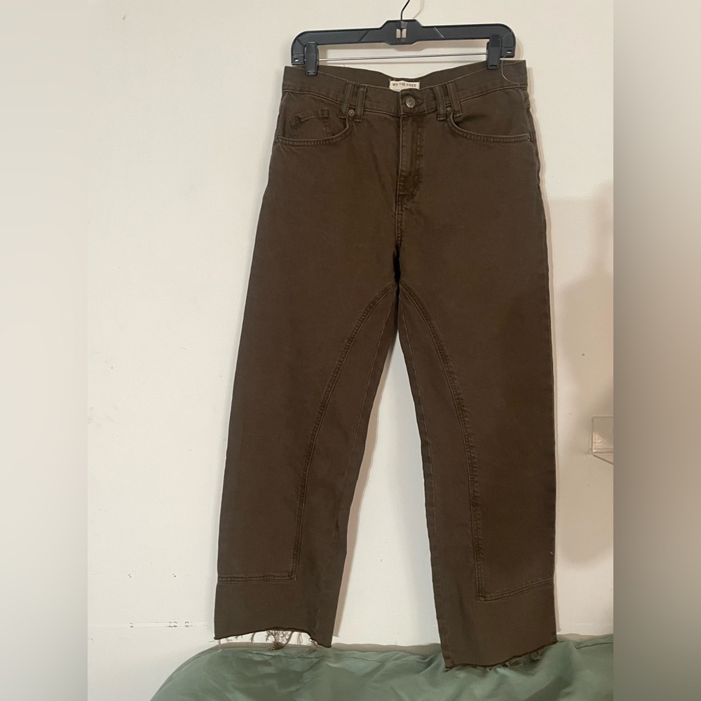 Free People Frayed wide leg, rich brown jeans